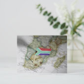 Postale Drapeau sud-africain sur la carte (Debout devant)