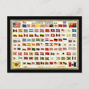 Postale Drapeaux des pays - Carte Vintage