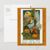 Postale Drôle carte de clown Halloween (Devant / Derrière)