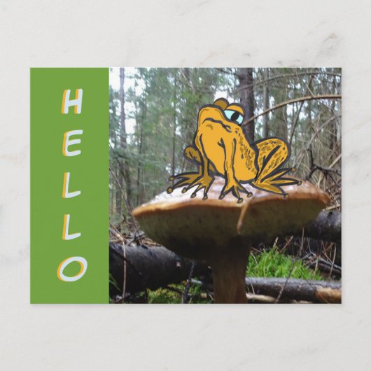 Postale Drôle Carton de crapaud sur Toadstool HELLO Carte (Devant)