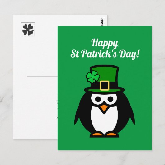 Postale Drôle leprechaun pingouin Saint Patrick carte post (Devant / Derrière)
