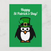 Postale Drôle leprechaun pingouin Saint Patrick carte post (Devant)