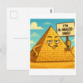 Postale Drôle Maze égyptien Pyramide | Carte A-MAZE-ING (Devant / Derrière)