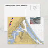 Postale Duluth, MN Carte portuaire Signal Drapeaux navire (Devant / Derrière)
