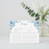 Postale Dusty Blue floral argent nuptiale carte de recette (Debout devant)