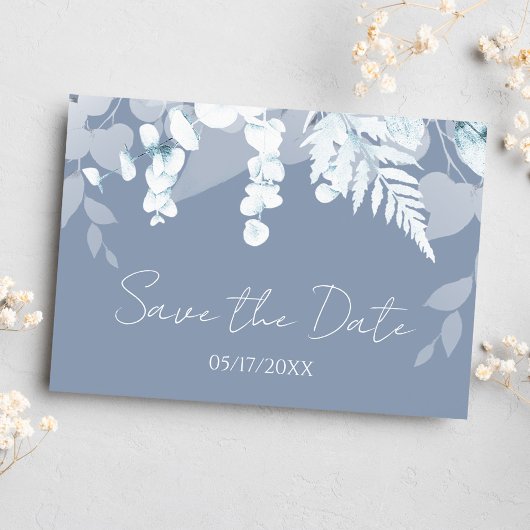Postale Dusty Blue Wedding Enregistrer La Carte D'Invitati