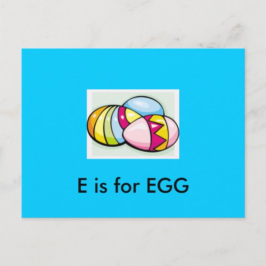 Postale "E" est pour la carte de poche Alphabet Oeuf (Devant)