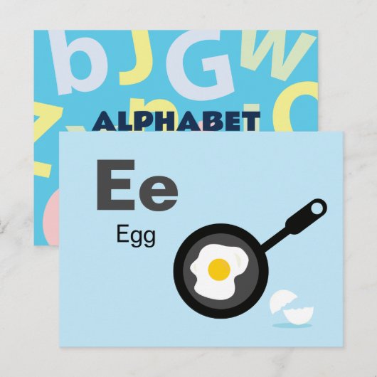 Postale E est pour Oeuf - Carte Flash Alphabet (Devant / Derrière)