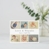 Postale écriture bébé carte de remerciements, amour et mer (Debout devant)