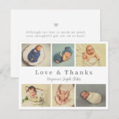 Postale écriture bébé carte de remerciements, amour et mer (Devant / Derrière)