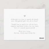 Postale écriture bébé carte de remerciements, amour et mer (Dos)