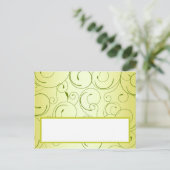 Postale Écriture Carte Place Lime Green Pear Swirls (Debout devant)
