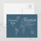 Postale Écriture de la carte du monde (Devant / Derrière)