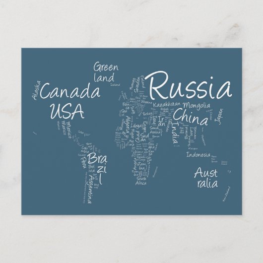 Postale Écriture de la carte du monde (Devant)