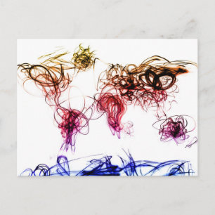Postale Écriture Lumière Carte Mondiale