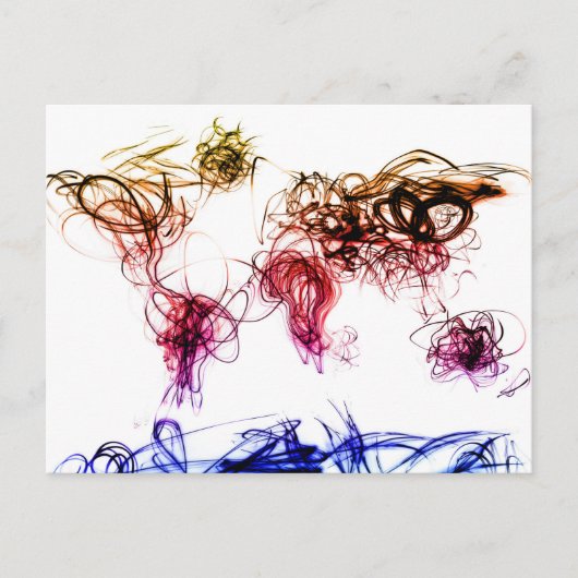 Postale Écriture Lumière Carte Mondiale (Devant)