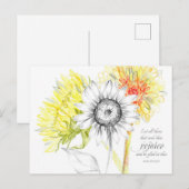 Postale Écriture Psaumes 40 Carte de prière Fleurs de sole (Devant / Derrière)