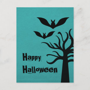 Postale Eerie Bats Halloween Carte postale, Turquoise
