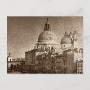 Postale Effet Papier Sepia Venise Grand Canal Carte Postal