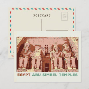 Postale Égypte, temples d'Abu Simbel illustration Carte po