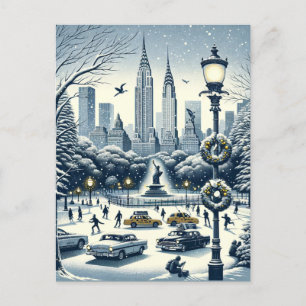Postale Élégance des Fêtes de New York - Carte de Noël per