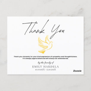 Postale Elégant Carte de remerciements funéraire - Gold Do