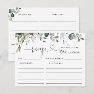 Postale Elégant Eucalyptus Fête des mariées Recette Carte