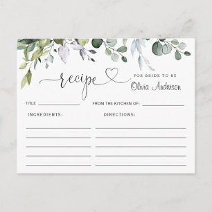 Postale Elégant Eucalyptus Fête des mariées Recette Carte