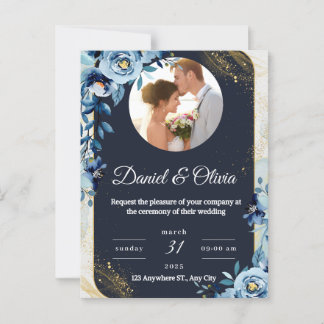 Postale Élégant Faire-part de mariage floral par carte pos