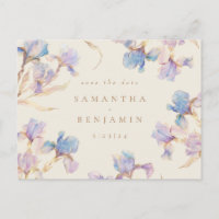 Élégant Iris Floral Mariage Carte de Faire-Part