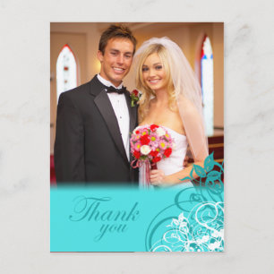 Postale Elégant tourbillon d'aqua mariage merci carte post