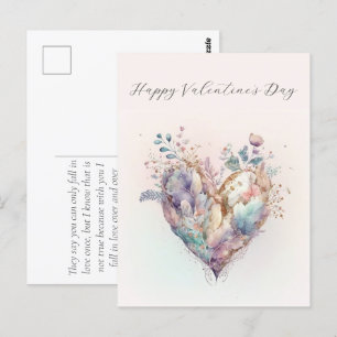 Postale Elégante aquarelle Coeur Valentines Jour Carte pos