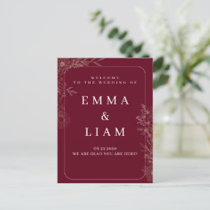Postale Élégante carte de bienvenue de mariage florale bor