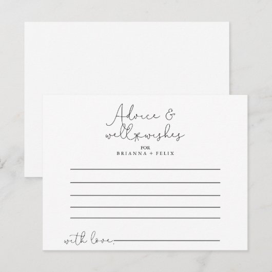 Postale Elégante carte de conseil Mariage de calligraphie  (Devant / Derrière)