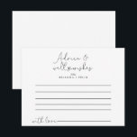 Postale Elégante carte de conseil Mariage de calligraphie<br><div class="desc">Cette élégante carte de conseil mariage de calligraphie simple est parfaite pour un mariage rustique. Le design sobre et élégant présente une typographie classique et sophistiquée en noir et blanc.Ces cartes sont parfaites pour un mariage, douche nuptiale, baby shower, fête de remise de diplômes et plus encore. Personnalisez les cartes...</div>