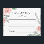 Postale Elégante carte de conseil Mariage rose-bleu<br><div class="desc">Cette élégante carte de conseil aux mariages floraux et roses est parfaite pour une mariage moderne. Le design se compose de roses roses et de pivoines dessinés à la main avec des feuilles verts et gris, inspirant la beauté naturelle. Ces cartes sont parfaites pour un mariage, une douche nuptiale, un...</div>