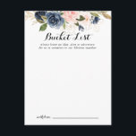 Postale Elégante carte de liste des seaux de Mariages flor<br><div class="desc">Ces élégantes cartes de godets à mariages florales hivernales sont l'activité idéale pour une réception de mariage moderne ou une douche nuptiale. Le design présente de belles peintes à la main bleu foncé, bleu, bleu marine, rose, rousse, fleurs d'or et feuillage vert, entassés dans d'élégants bouquets. Modifier le libellé pour...</div>