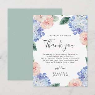 Postale Elégante carte de réception Merci Blue Hydrangea