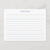 Postale Elégante Carte de recette Florale Bleue (Dos)