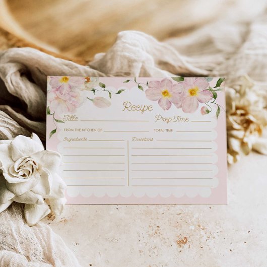 Postale Elégante carte de recette florale Blush Bridal