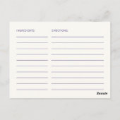 Postale Elégante carte de recette florale pour la mariée (Dos)