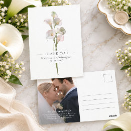 Postale Élégante carte de remerciement de mariage avec lys