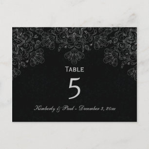 Postale Elégante carte de table mariage gris-gris à floral