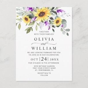 Postale Elégante carte Faire-part de mariage florale Eucal