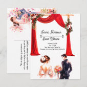 Postale Elégante carte Faire-part de mariage florale - Rom (Devant / Derrière)