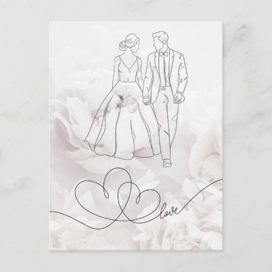 Postale Élégante carte Mariage blanc minimaliste (Devant)