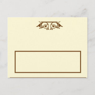 Postale Elégante Ivoire/Mariage Brown Carte Place Écrite