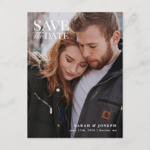 Postale Élégante photo moderne Enregistrer la date Carte p