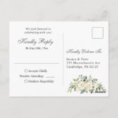 Postale Elégante Roses Blanches Mariage rustique Carte RSV (Dos)