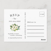 Postale Elégante Roses Blanches Verdure Mariage RSVP Carte (Dos)
